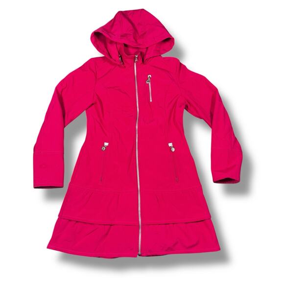 Betsey Johnson Trench Coat Cranberry Pink Medium Fleece Lined Preppy Fall Jacket - Picture 10 of 11